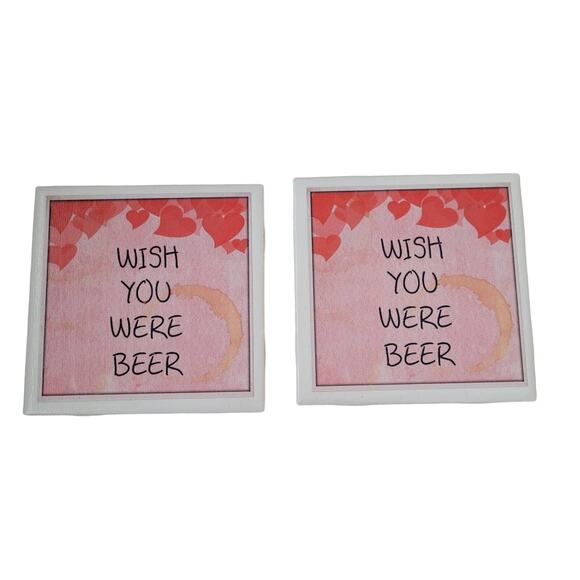 Ceramic coasters "Wish You Were Beer" - Picture 1 of 5